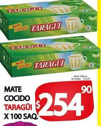 Supermercados Mariano Max Mate Cocido Taragüi x 100 saq oferta