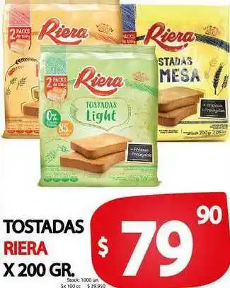 Supermercados Mariano Max Tostadas Riera x 200 gr oferta