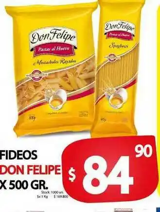 Supermercados Mariano Max Fideos Don Felipe x 500 gr oferta
