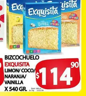 Supermercados Mariano Max Bizcochuelo Exquisita Limon Coco Naranja Vainilla x 540 gr oferta