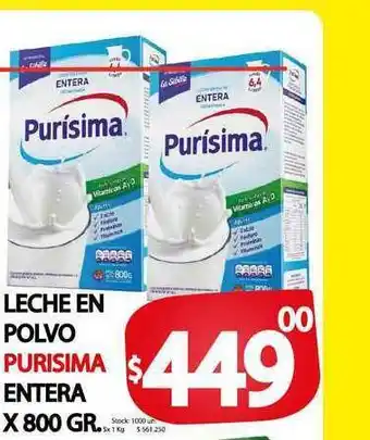Supermercados Mariano Max Leche En Polvo Purisima Entera x 800 gr oferta