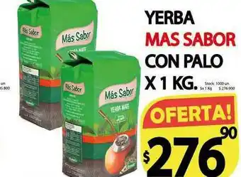 Supermercados Mariano Max Yerba Mas Sabor Con Palo x 1 kg oferta