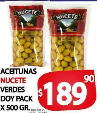 Supermercados Mariano Max Aceitunas Nucete Verdes Doy Pack x 500 gr oferta