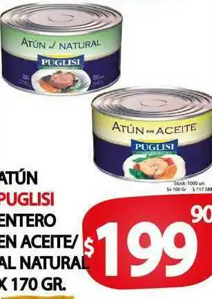 Supermercados Mariano Max Atún Puglisi Entero En Aceite Al Natural x 170 gr oferta
