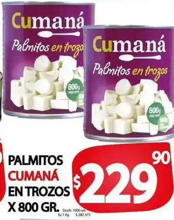Supermercados Mariano Max Palmitos Cumaná En Trozos x 800 gr oferta