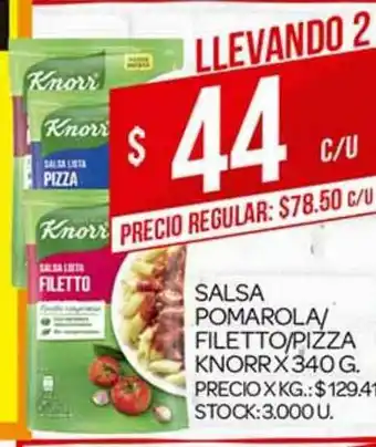 Supermercados DIA Salsa Pomarola Filetto Pizza Knorr x 340 g oferta