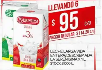 Supermercados DIA Leche Larga Vida Entera Descremada La Serenisima x 1 L oferta