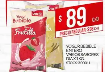 Supermercados DIA Yogur Bebible Entero x 1 kg oferta