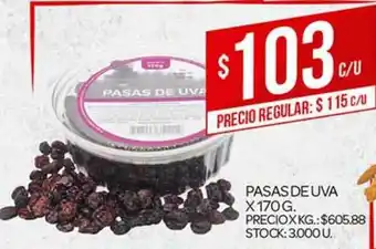 Supermercados DIA Pasas De Uva x 170 g oferta