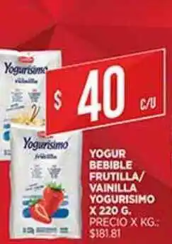 Supermercados DIA Yogur Bebible Frutilla Vainilla Yogurisimo x 220 g oferta