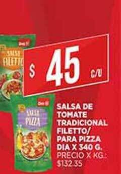 Supermercados DIA Salsa De Tomate Tradicional Filetto Para Pizza Dia x 340 g oferta