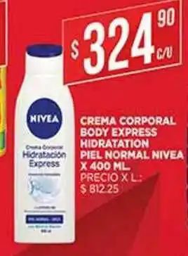 Supermercados DIA Crema Corporal Body Express Hidratation Pieln Ormal Nivea x 400 ml oferta