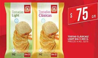 Supermercados DIA Tostas Clásicas Light Dia x 200 g oferta