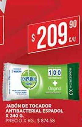 Supermercados DIA Jabón De Tocador Antibacterial Espadol x 240 g oferta
