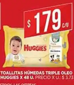 Supermercados DIA Toallitas Húmedas Triple Oleo Huggies x 48 u oferta
