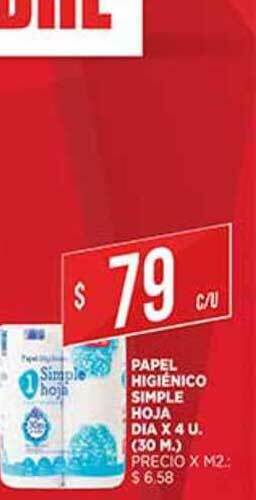 Supermercados DIA Papel Higiénico Simple Hoja Dia x 4 u oferta