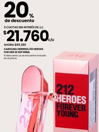 Changomas CAROLINA HERRERA 212 HEROES FOR HER W EDP 80ML oferta