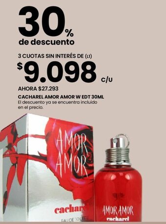 Changomas CACHAREL AMOR AMOR W EDT 30ML oferta