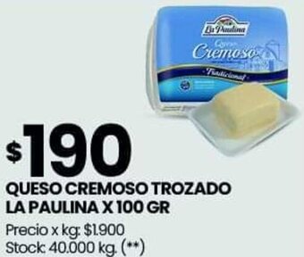 Changomas QUESO CREMOSO TROZADO LA PAULINA X 100 GR oferta