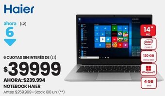 Changomas Haier NOTEBOOK oferta