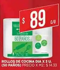 Supermercados DIA Rollos De Cocina Dia (50 Paños) oferta