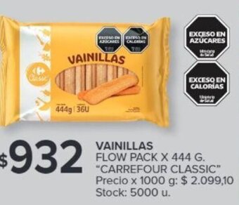 Carrefour CARREFOUR CLASSIC VAINILLAS FLOW PACK X 444 G. oferta