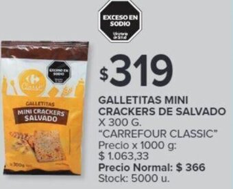 Carrefour GALLETITAS MINI CRACKERS DE SALVADO X 300 G. oferta