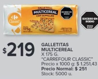 Carrefour GALLETITAS MULTICEREAL X 175 G. oferta