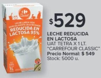 Carrefour LECHE REDUCIDA EN LACTOSA UAT TETRA X 1 LT. oferta