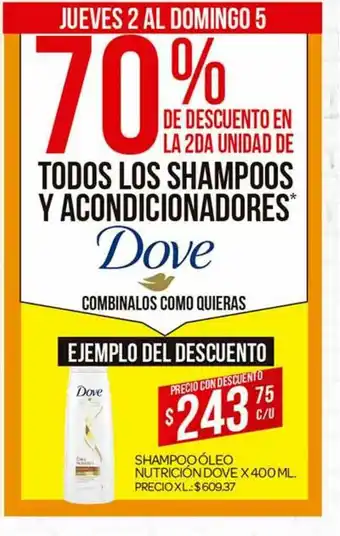 Supermercados DIA Dove Shampoo óleo Nutrición x 400ml oferta
