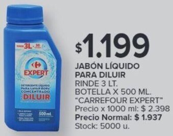 Carrefour CARREFOUR EXPERT JABÓN LIQUIDO PARA DILUIR RINDE 3 LT. BOTELLA X 500 ML. oferta