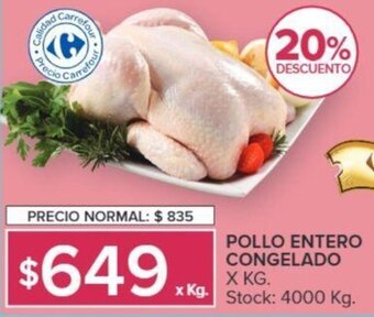 Carrefour POLLO ENTERO CONGELADO X KG. oferta