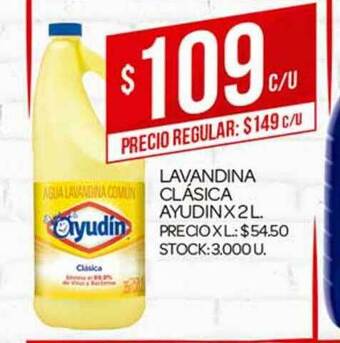 Supermercados DIA Lavandina Clásica Ayudin x 2l oferta