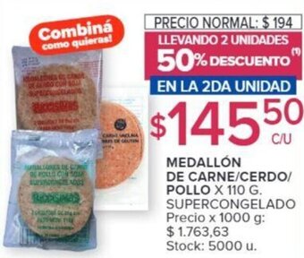 Carrefour MEDALLÓN DE CARNE/CERDO/ POLLO X 110 G. oferta
