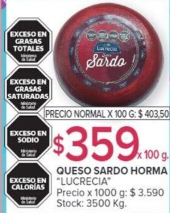 Carrefour LUCRECIA QUESO SARDO HORMA oferta