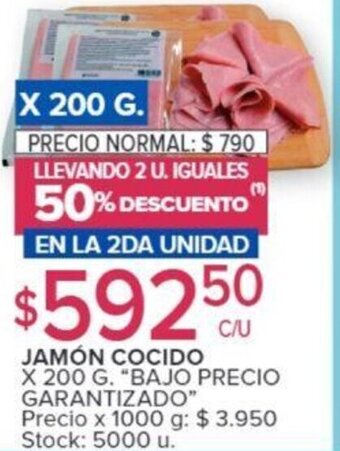 Carrefour JAMÓN COCIDO X 200 G. oferta