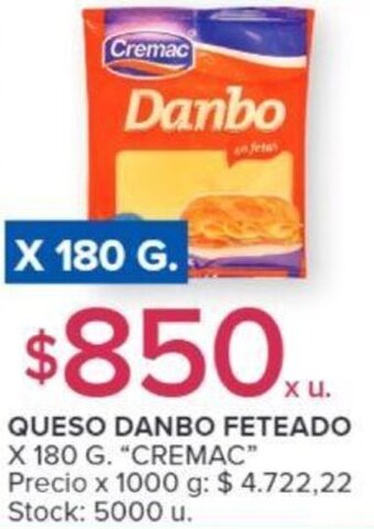 Carrefour CREMAC QUESO DANBO FETEADO X 180 G. oferta
