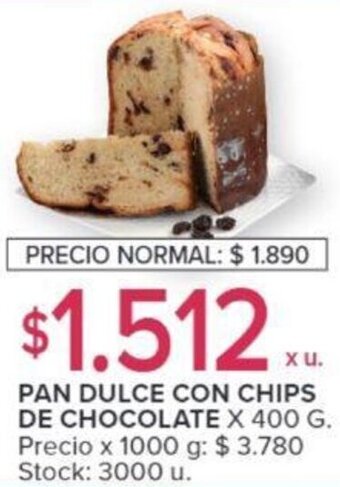 Carrefour PAN DULCE CON CHIPS DE CHOCOLATE X 400 G. oferta