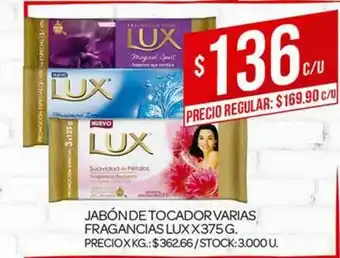 Supermercados DIA Jabón De Tocador Varias Fragancias Lux x 375g oferta