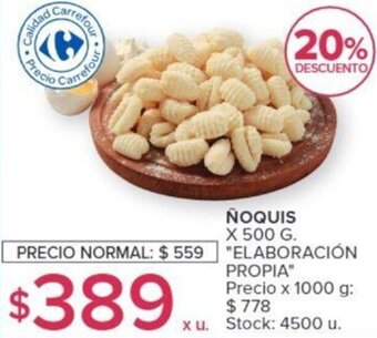 Carrefour ELABORACIÓN PROPIA ÑOQUIS X 500 G. oferta