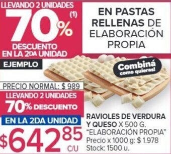 Carrefour RAVIOLES DE VERDURA Y QUESO X 500G oferta