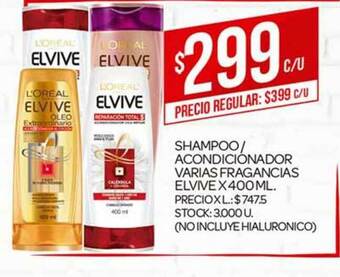 Supermercados DIA Elvive Shampoo Acondicionador Varias Fragancias x 400ml oferta
