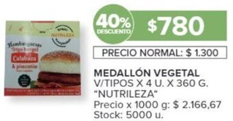 Carrefour NUTRILEZA MEDALLÓN VEGETAL V/TIPOS X 4 U. X 360 G. oferta