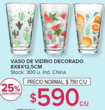 Carrefour VASO DE VIDRIO DECORADO 8X8X12,5CM oferta