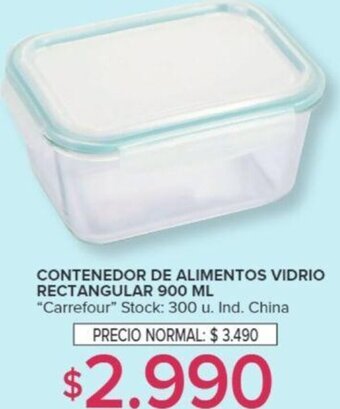 Carrefour CONTENEDOR DE ALIMENTOS VIDRIO RECTANGULAR 900 ML oferta