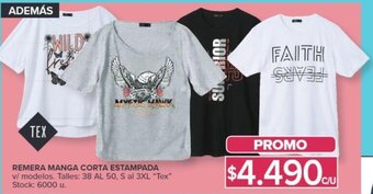 Carrefour REMERA MANGA CORTA ESTAMPADA Talles 38 AL 50, S al 3XL oferta