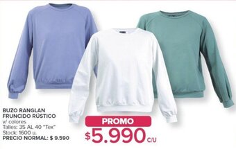 Carrefour BUZO RANGLAN FRUNCIDO RÚSTICO 35 AL 40 oferta