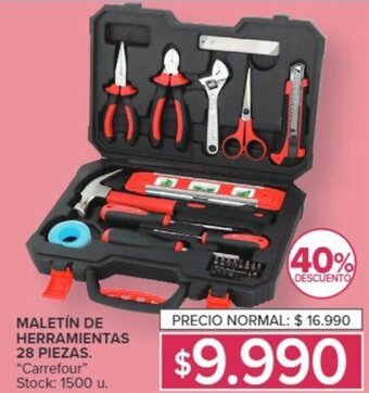 Carrefour MALETÍN DE HERRAMIENTAS 28 PIEZAS. oferta
