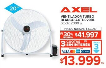 Carrefour AXEL VENTILADOR TURBO BLANCO AXTUR20BL oferta