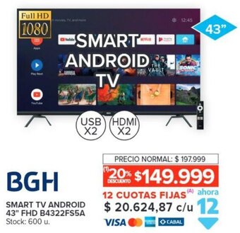 Carrefour BGH SMART TV ANDROID 43" FHD B4322FS5A oferta